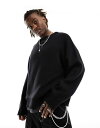 【送料無料】 ウィークデイ メンズ ニット・セーター アウター Weekday Cypher oversized sweater in black Black