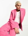 エイソス 【送料無料】 エイソス メンズ ジャケット・ブルゾン アウター ASOS DESIGN skinny suit jacket in hot pink Bright pink