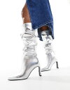 ベルシュカ ブーツ レディース 【送料無料】 ベルシュカ レディース ブーツ・レインブーツ シューズ Bershka knee high boots in silver metallic SILVER