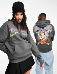 エイソス 【送料無料】 エイソス レディース パーカー・スウェット アウター ASOS DESIGN unisex oversized license hoodie in charcoal with Guns N' Roses graphics Dark shadow