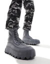 yz GC\X Y u[cECu[c V[Y ASOS DESIGN chunky lace up sock boots in distressed gray neoprene CHARCOAL