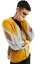 【送料無料】 エイソス メンズ カーディガン アウター ASOS DESIGN relaxed knit fluffy cardigan with tile pattern in yellow YELLOW