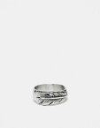 【送料無料】 エイソス メンズ リング アクセサリー ASOS DESIGN waterproof stainless steel band ring with feather design in silver tone SILVER