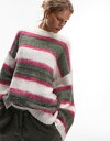 トップショップ 【送料無料】 トップショップ レディース ニット・セーター アウター Topshop knitted fluffy mixed stripe sweater with exposed seams in multi multi