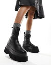 【送料無料】 エイソス レディース ブーツ レインブーツ シューズ ASOS DESIGN Atomic chunky zip-front boots in black Black