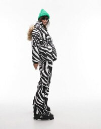 トップショップ 【送料無料】 トップショップ レディース ジャケット・ブルゾン アウター Topshop Sno ski coat with belt and fur trim hood in zebra print Zebra