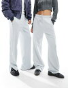  ウィークデイ レディース カジュアルパンツ ボトムス Weekday Unisex Raheem sweatpants with side snaps in silver gray exclusive to ASOS Silver