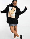 エイソス 【送料無料】 エイソス レディース パーカー・スウェット アウター ASOS DESIGN tres chic graphic oversized hoodie in black Black