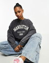 【送料無料】 ミスセルフフリッジ レディース パーカー・スウェット アウター Miss Selfridge Manhattan graphic sweat in gray Gray