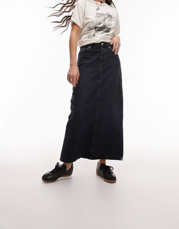 【送料無料】 トップショップ レディース スカート ボトムス Topshop denim midi skirt in inky navy Inky navy 1