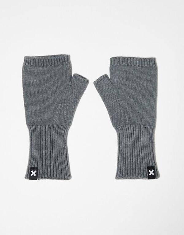 yz R[W fB[X  ANZT[ COLLUSION Unisex knitted sleeveless gloves in gray Gray