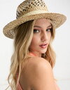 yz }CANZT[Y fB[X Xq ANZT[ My Accessories London adjustable woven straw fedora hat in beige BEIGE