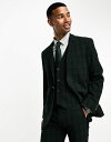 エイソス 【送料無料】 エイソス メンズ ジャケット・ブルゾン アウター ASOS DESIGN slim suit jacket in forest green check Forest