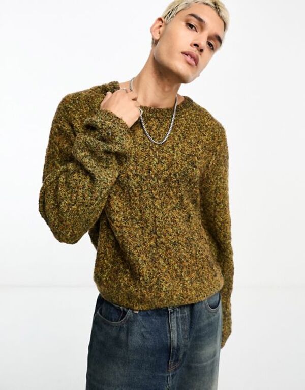 【送料無料】 ウィークデイ メンズ ニット・セーター アウター Weekday Jesper wool blend cable knit sweater in green Green 1