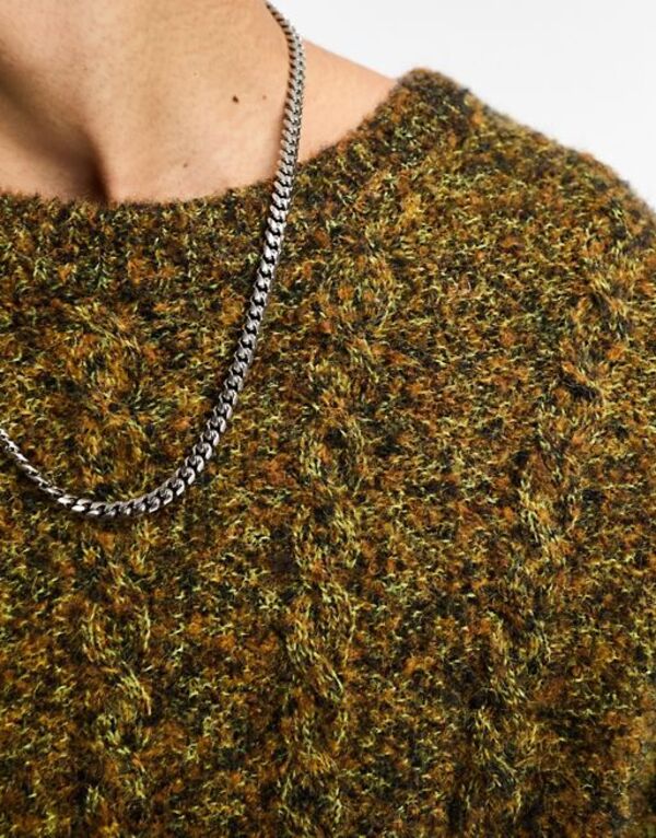 【送料無料】 ウィークデイ メンズ ニット・セーター アウター Weekday Jesper wool blend cable knit sweater in green Green 2