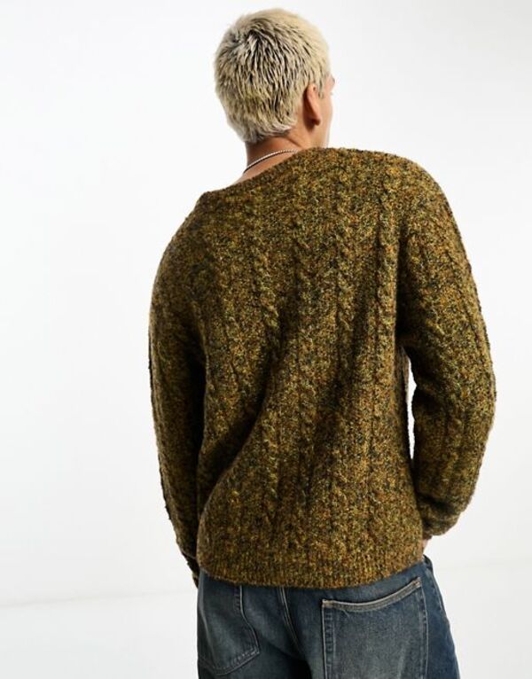 【送料無料】 ウィークデイ メンズ ニット・セーター アウター Weekday Jesper wool blend cable knit sweater in green Green 3