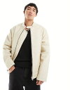 ベルシュカ アウター メンズ 【送料無料】 ベルシュカ メンズ ジャケット・ブルゾン アウター Bershka zip through biker jacket in ecru ECRU