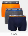 【送料無料】 ジャック アンド ジョーンズ メンズ トランクス アンダーウェア Jack & Jones 3 pack trunks in orange/navy/gray Navy Blazer