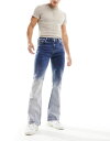 エイソス 【送料無料】 エイソス メンズ デニムパンツ ボトムス ASOS DESIGN stretch flare jeans with ombre effect in mid blue wash Gray