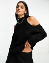 【送料無料】 ワイエーエス レディース ニット・セーター アウター Y.A.S off the shoulder knitted sweater in black Black