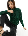 【送料無料】 ワイエーエス レディース Tシャツ トップス Y.A.S high neck glitter mesh top in green GREEN