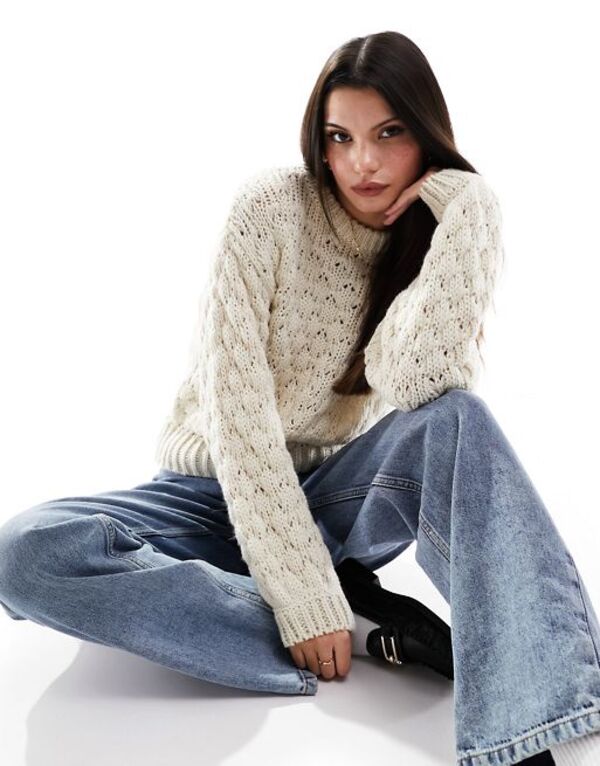 【送料無料】 ワイエーエス レディース ニット・セーター アウター Y.A.S textured sweater in cream CREAM