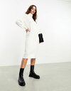 【送料無料】 ヴィラ レディース ワンピース トップス Vila roll neck knitted sweater midi dress in cream Snow white