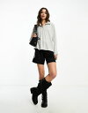 【送料無料】 オンリー レディース ポロシャツ トップス Only oversized polo top in light gray melange LIGHT GRAY MELANGE