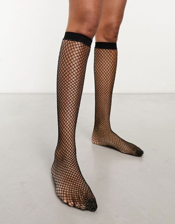 楽天ReVida 楽天市場店【送料無料】 マイアクセサリーズ レディース 靴下 アンダーウェア My Accessories London fishnet socks in black Black