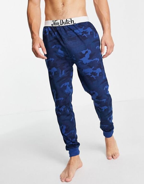 【送料無料】 フォンダッチ メンズ カジュアルパンツ ボトムス Von Dutch lounge pants in navy camo Navy