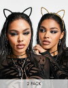 エイソス   ヘアアクセサリー 【送料無料】 エイソス レディース ヘアアクセサリー アクセサリー ASOS DESIGN Halloween pack of 2 headbands with cat ears in black and leopard design Multi