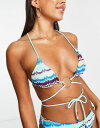 yz o[ACh fB[X gbv̂  River Island zig zag knitted ring detail bikini top in blue - part of a set BLUE