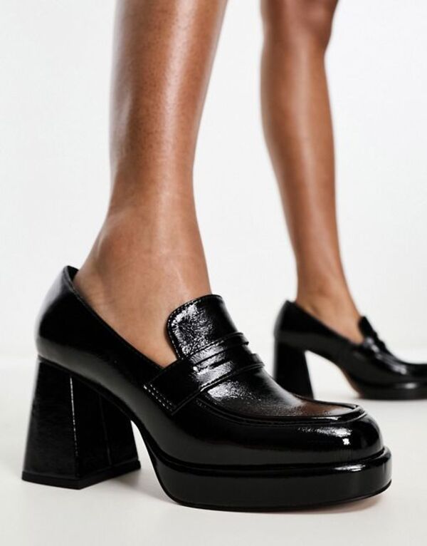 【送料無料】 エイソス レディース スリッポン・ローファー シューズ ASOS DESIGN Portland platform loafers in black patent BLACK PATENT