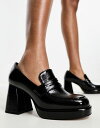 エイソス 【送料無料】 エイソス レディース スリッポン・ローファー シューズ ASOS DESIGN Portland platform loafers in black patent BLACK PATENT