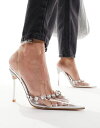  パブリックデザイア レディース ヒール シューズ Public Desire Exclusive Esmee heart embellished heeled shoes in silver SILVER