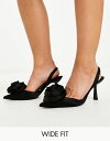 エイソス 【送料無料】 エイソス レディース ヒール シューズ ASOS DESIGN Wide Fit Sia corsage slingback mid heeled shoes in black Black satin