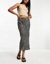 yz GC\X fB[X XJ[g {gX ASOS DESIGN satin bias midi skirt in non animal print Mono print