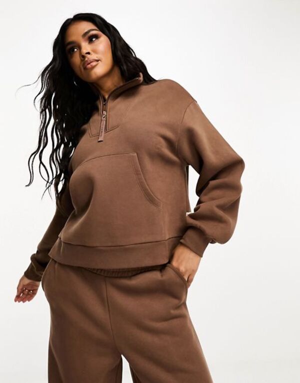  チェルシーピア レディース パーカー・スウェット アウター Chelsea Peers Mix & Match zip through sweatshirt in brown Chocolate brown