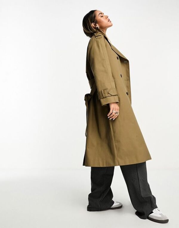 エイソス トレンチコート レディース 【送料無料】 エイソス レディース コート アウター ASOS DESIGN longline trench coat in olive Olive