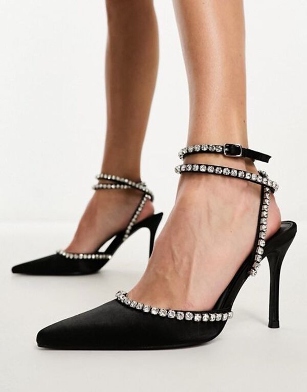  パブリックデザイア レディース ヒール シューズ Public Desire Exclusive Frankie embellished heeled shoes in black Black