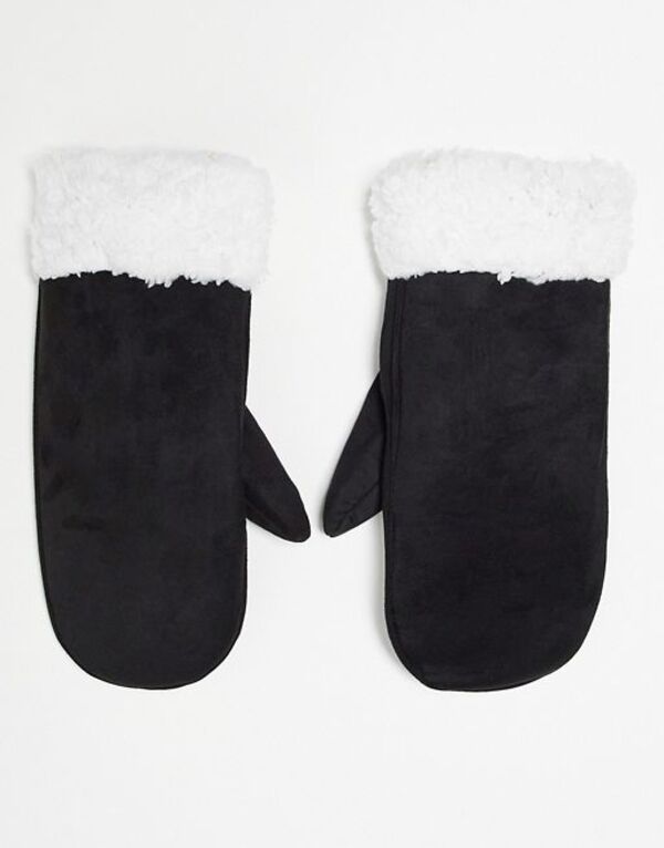 yz ZuGbNX fB[X  ANZT[ SVNX borg trim mittens in black Black