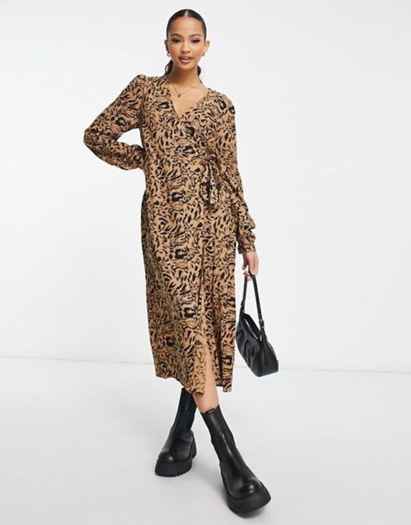 【送料無料】 ワイエーエス レディース ワンピース トップス Y.A.S. Krizza animal print midi wrap dress in multi Multi