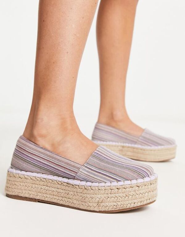 【送料無料】 エイソス レディース スリッポン・ローファー シューズ ASOS DESIGN Journal flatform toe cap espadrille in purple mix Purple multi