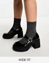 エイソス 【送料無料】 エイソス レディース パンプス シューズ ASOS DESIGN Wide Fit Sebastian chunky mary jane heeled shoes in black patent Black