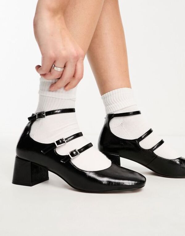 【送料無料】 エイソス レディース ヒール シューズ ASOS DESIGN Socco mid heeled shoes in black Black