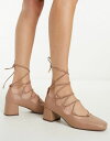 yz GC\X fB[X q[ V[Y ASOS DESIGN Shay ghillie tie leg block heeled shoes in beige BEIGE