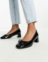 エイソス 【送料無料】 エイソス レディース ヒール シューズ ASOS DESIGN Steffie bow detail mid heeled shoes in black BLACK PATENT