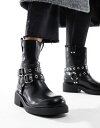 ベルシュカ ブーツ レディース 【送料無料】 ベルシュカ レディース ブーツ・レインブーツ シューズ Bershka buckle detail ankle length boots in black Black