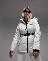 トップショップ 【送料無料】 トップショップ レディース ジャケット・ブルゾン アウター Topshop Sno ski coat with belt and faux fur trim hood in ecru ECRU