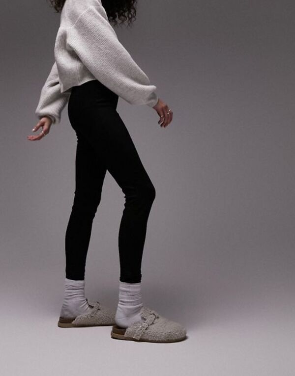 トップショップ レディース ボトムス レギンス Topshop full length heavy weight legging with deep waistband Black ブラック(4)